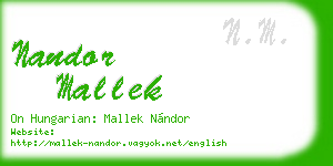 nandor mallek business card